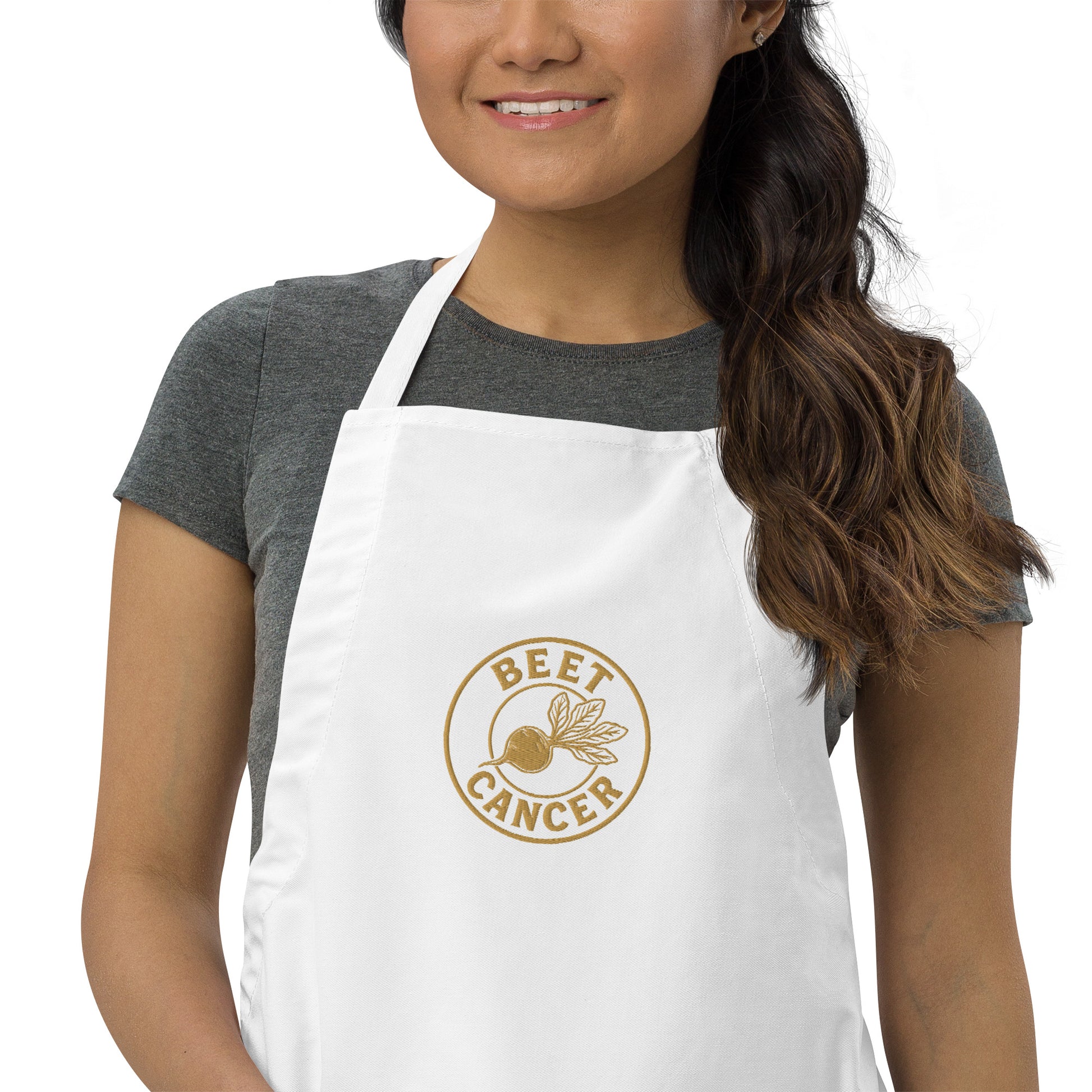 Beet Cancer Collective Magnolia White Embroidered Apron