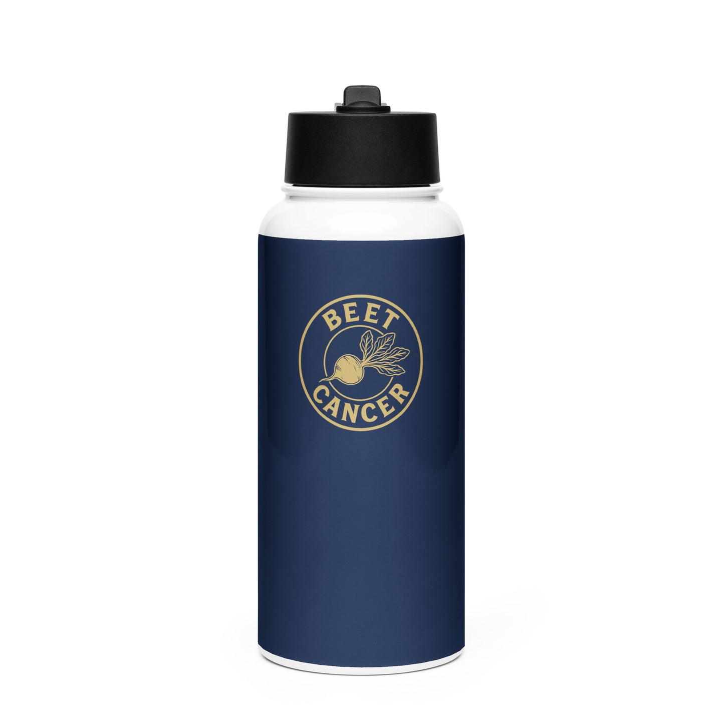 Beet Cancer Collective Signature Insulated Water Bottle, 32 oz stainless steel with straw lid